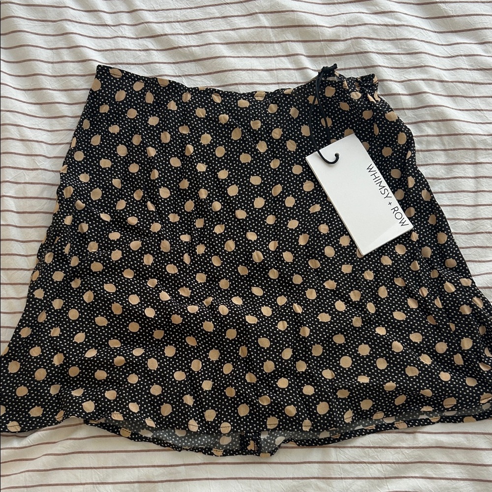 NWT Whimsy + Row Black Skirt with Beige Polka Dot Print - Picture 6 of 10